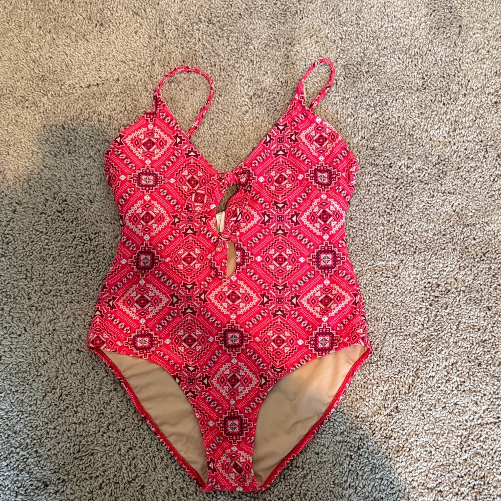 Vanilla/Beach Pink and Beige One-Piece Swimsuit